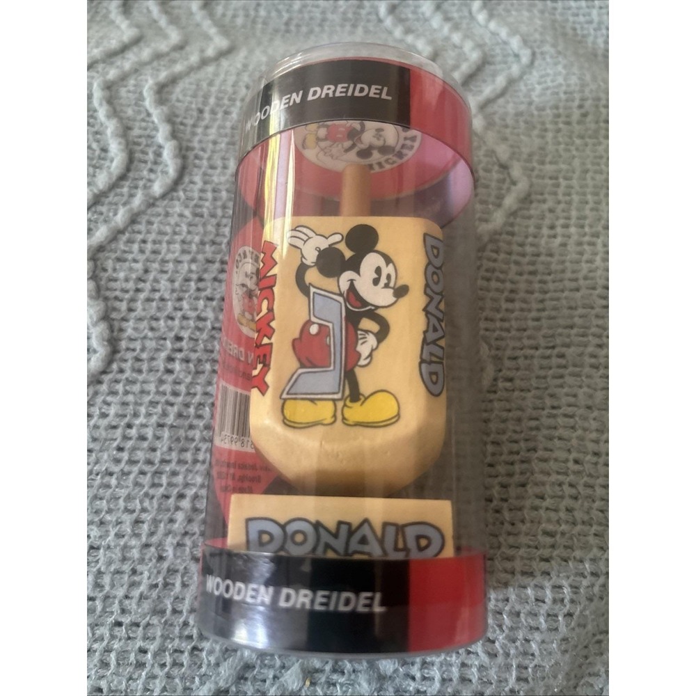 Disney Mickey Mouse Donald Duck Wooden Dreidel  In Box